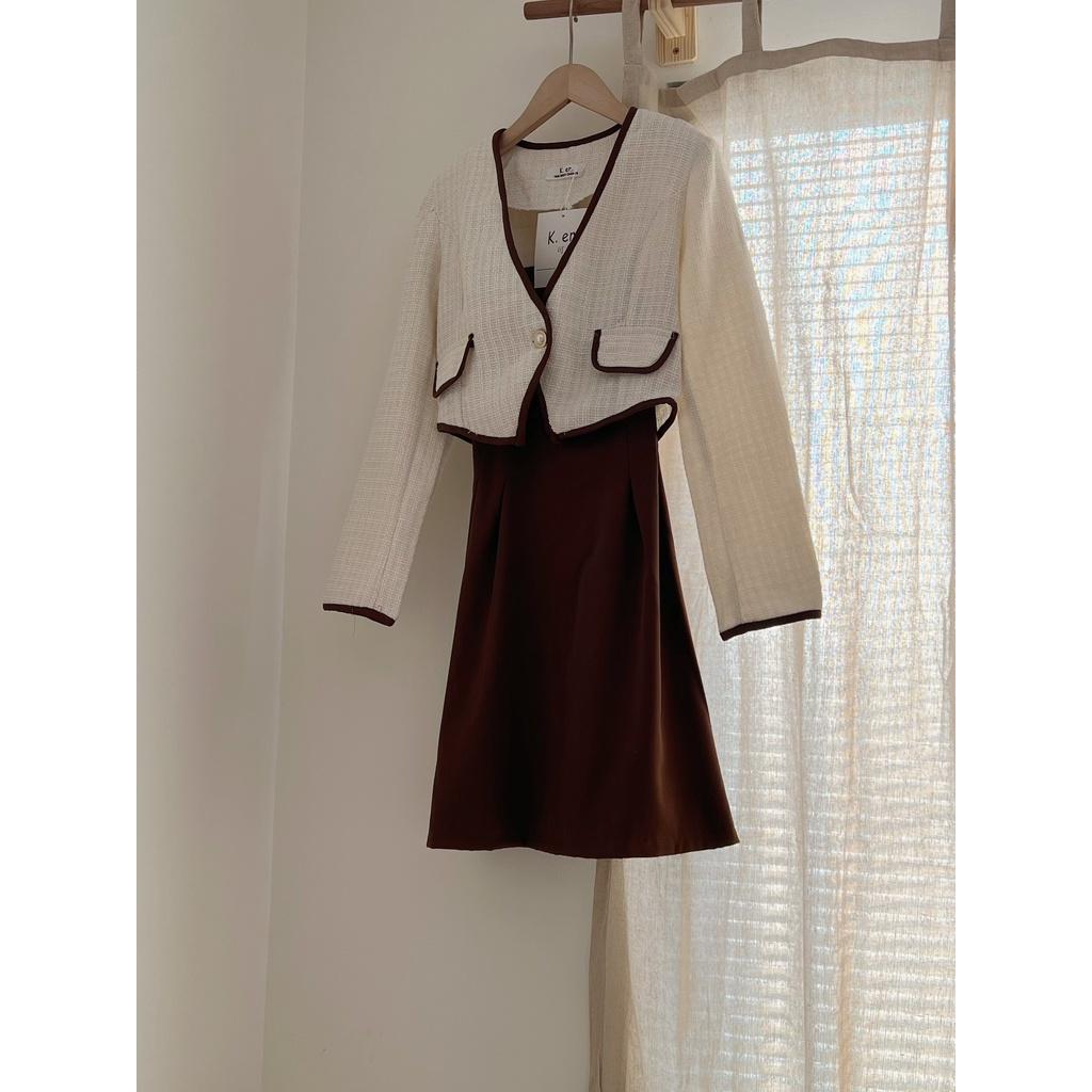 Set váy hai dây kèm áo khoác