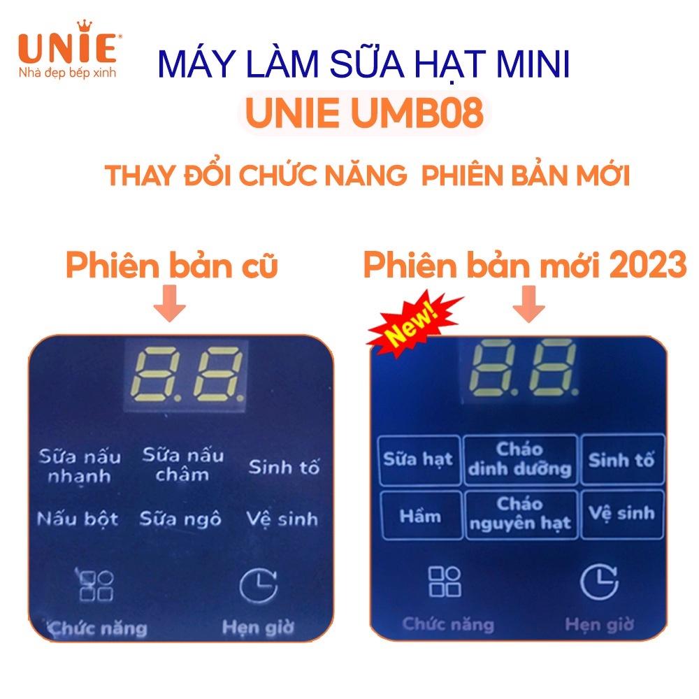 Máy làm sữa hạt Unie chính hãng UMB08, UMB08 PRO công suất 600W, máy sữa hạt dung tích 600ml, 5 chức năng xay nấu tiện lợi, xay nhuyễn mịn mọi thực phẩm, vệ sinh dễ dàng, chất liệu an toàn sức khỏe