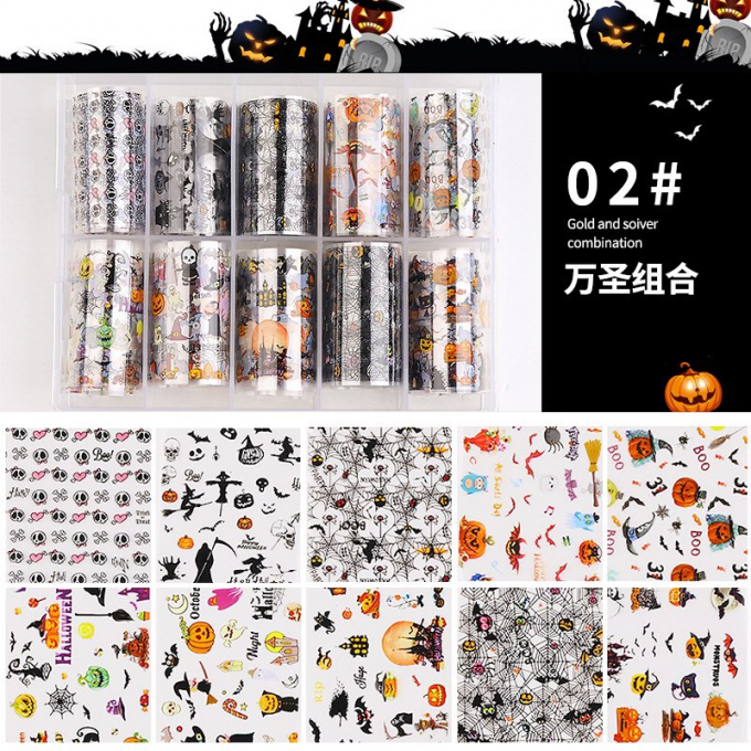 Foil hoa noel, halloween Ngẫu nhiên trang trí móng 0978