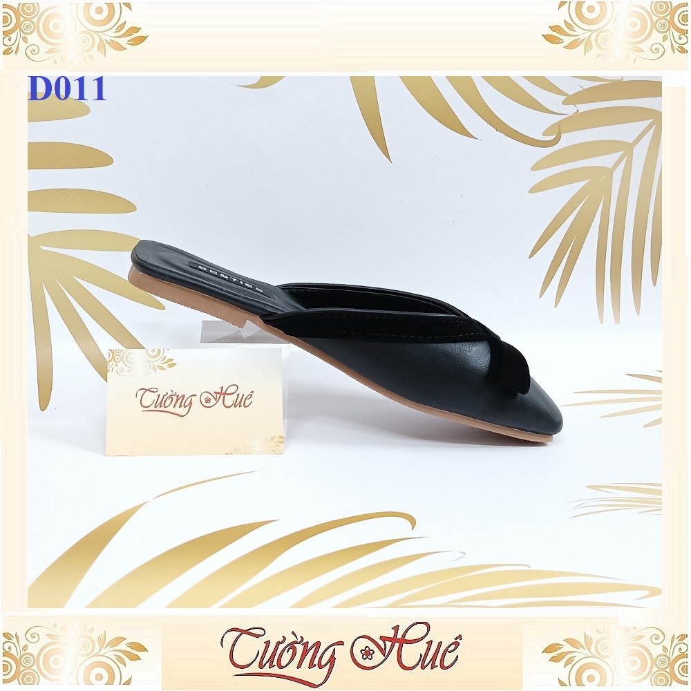 Dép Sục Nữ Đế Bệt Mũi Vuông Viền Nơ - D011