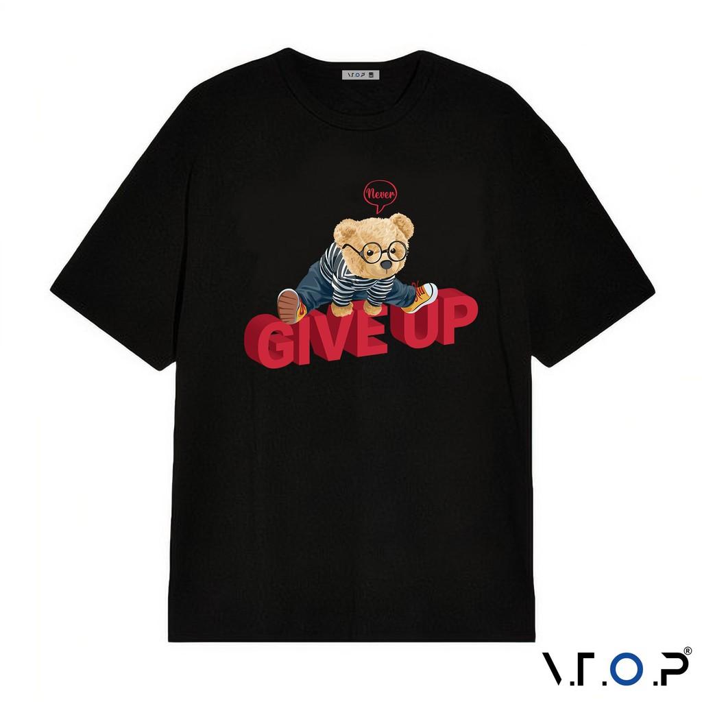 Áo thun nam nữ unisex Give Up Black oversize
