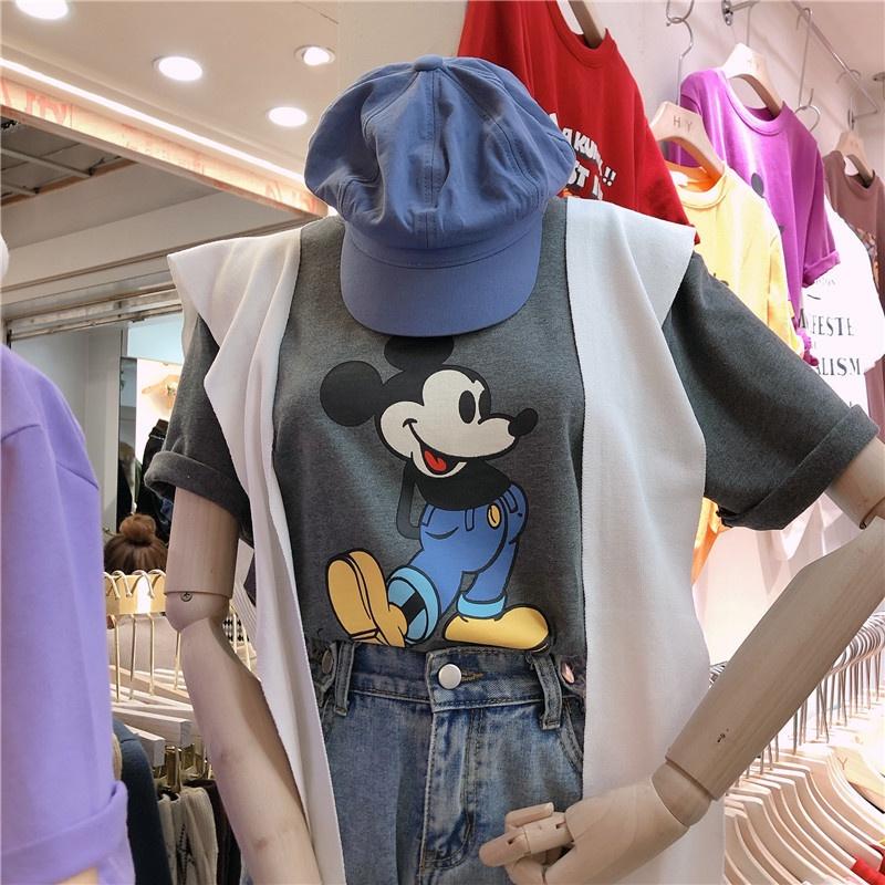 MS011 Áo thun unisex mickey, áo thun cổ tròn cotton hè mát