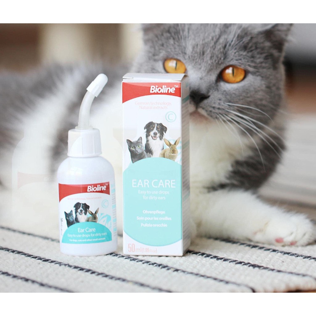Chai nước rửa vệ sinh tai cho Chó Mèo Bioline 50ml , Dung dịch vệ sinh tai thú cưng – Tadida Pet