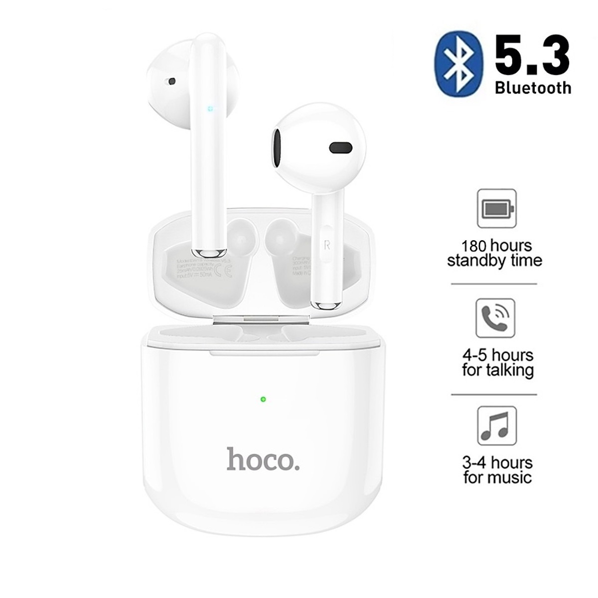 Tai nghe Bluetooth nhét tai HOCO EW19, Hỗ trợ bluetooth 5.3 TWS, Tích Hợp Mic Rảnh Tay Cho IP và Android, Điều khiển cảm ứng, Định vị đổi tên, Thời Gian Sử Dụng 4H - Hàng Chính Hãng