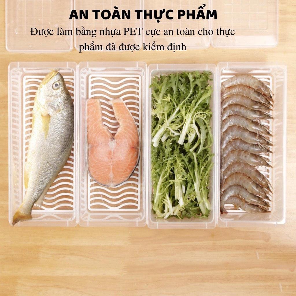 Hộp đựng thực phẩm có nắp đậy kèm khay ráo nước chất liện nhựa thực phẩm an toàn cho sức khỏe tiện lợi