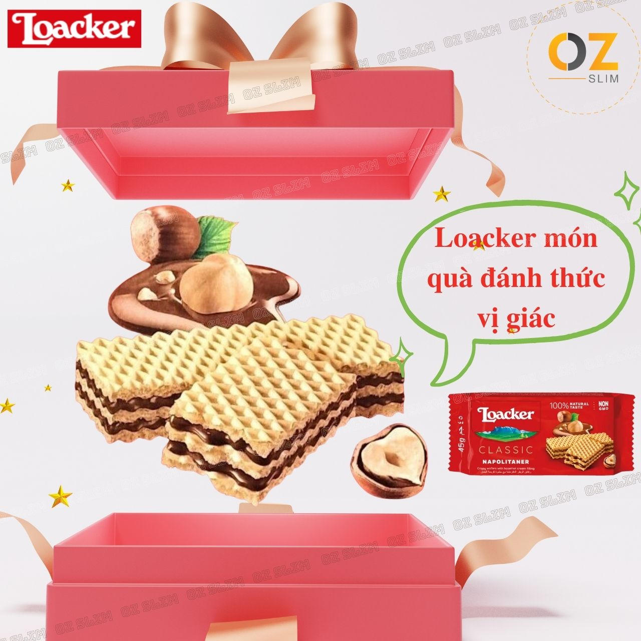 Bánh xốp Loacker nhập khẩu Ý vị bánh xốp mịn, giòn tan, thơm và cung cấp nguồn năng lượng cho cơ thể - Nhiều vị, nhiều size - OZ Slim Store