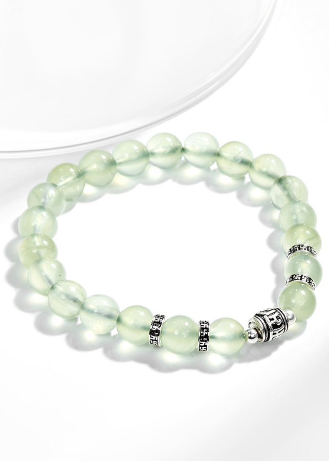 Vòng tay thạch anh xanh phối charm lục tự bạc Ngọc Quý Gemstones
