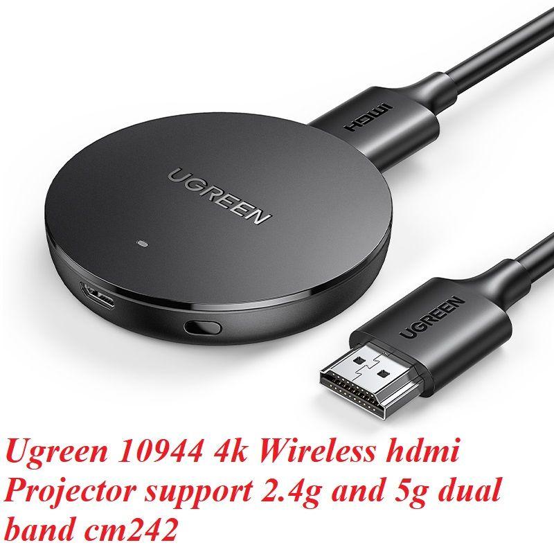 Ugreen UG10944CM242TK 4K Màu Đen Bộ kết nối HDMI không dây hổ trợ băng tần kép 2.4G và 5G có kèm dây HDMI + dây nguồn USB-C - HÀNG CHÍNH HÃNG