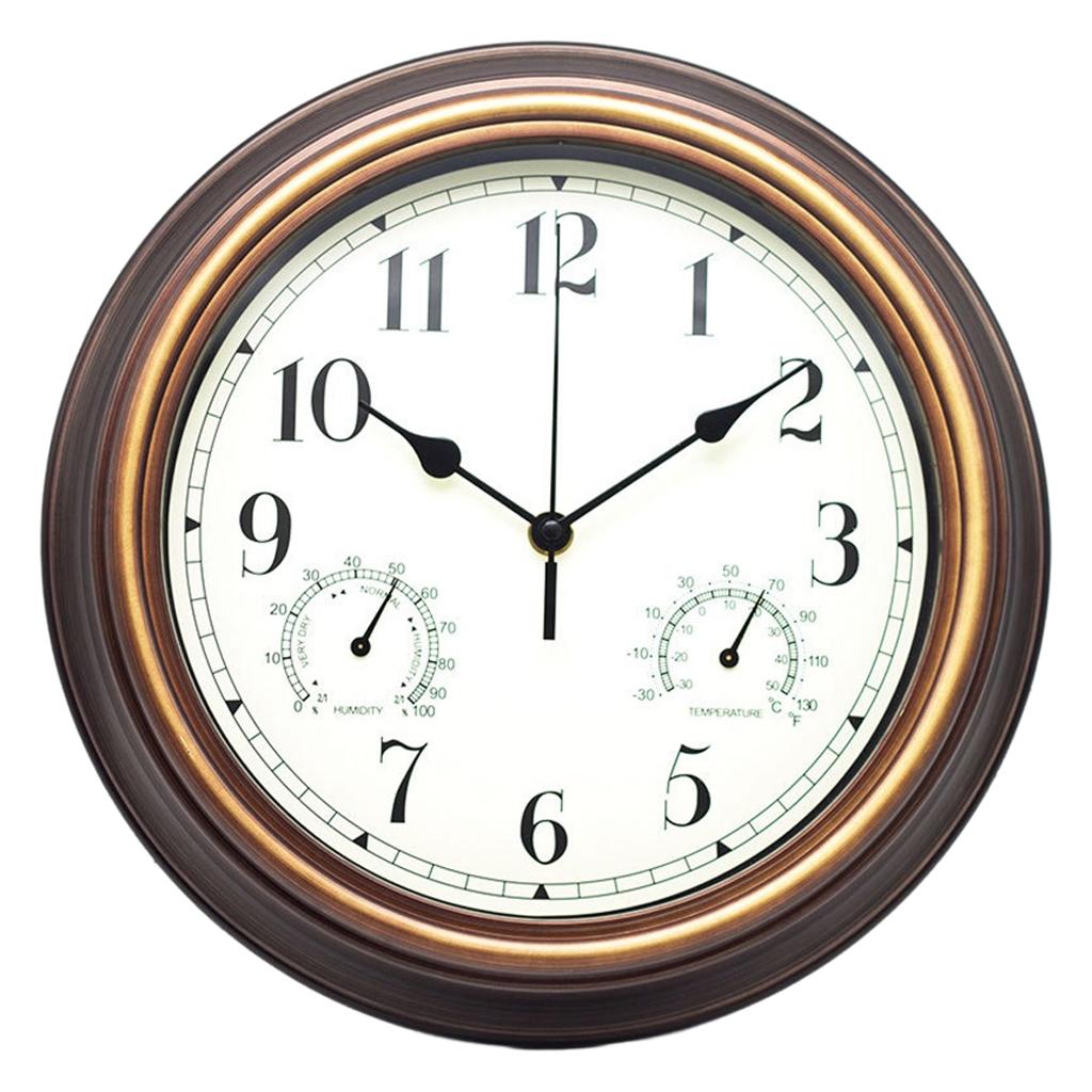 Wall Clock with Temperature and Humidity Home Bedroom Decor