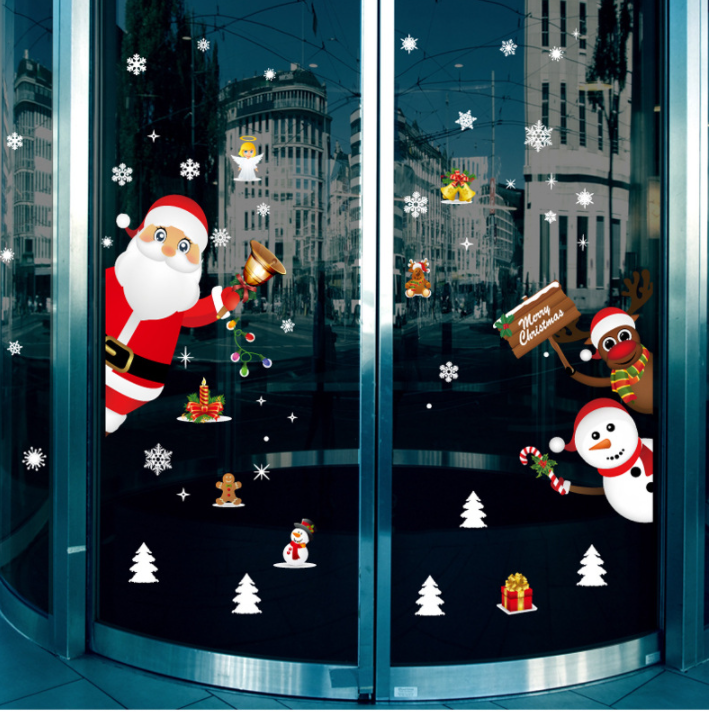 Decal Dán Tường Hình Ông Già Noel, Chủ Đề Giáng Sinh, Decal Trang Trí Văn Phòng, Cửa Hàng, Nhà Ở, Quán Cafe