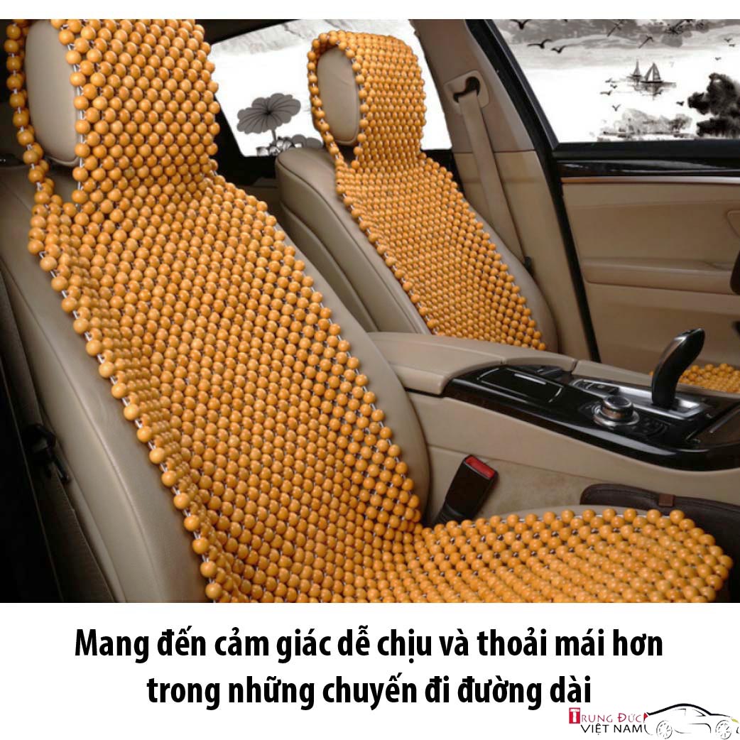Lót ghế hạt gỗ Ô tô TD - HG102 cao cấp - Hàng Chính Hãng - Quà Tặng Cây Thông Thơm Treo Xe