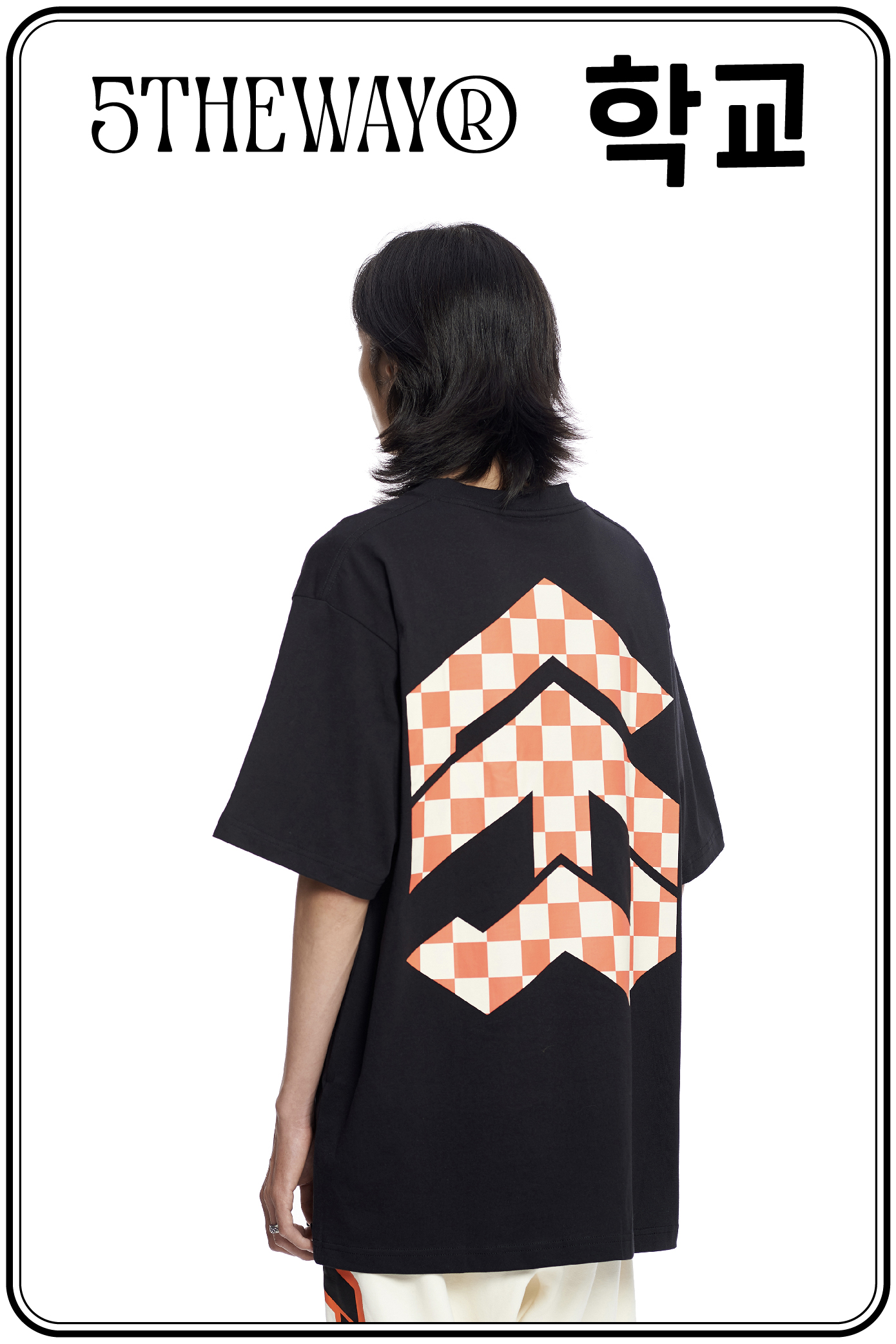 Áo thun 5THEWAY /checkerboard/ New Tee hoạ tiết Caro Màu Đen BLACK