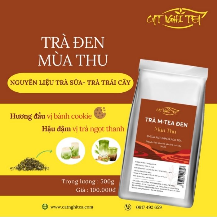 Trà đen Mùa Thu [500g - vị bánh Cookie] Trà đen CAT NGHI TEA, Nguyên liệu chuẩn pha trà sữa và trà trái cây thơm ngon