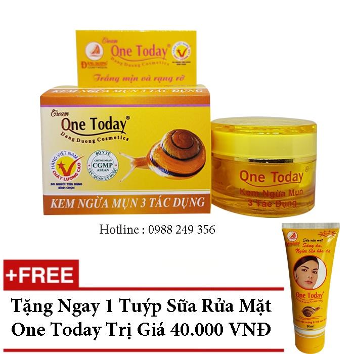 KEM NGỪA MỤN 3 TÁC DỤNG ONE TODAY 8G  TẶNG SỮA RỬA MẶT ONE TODAY