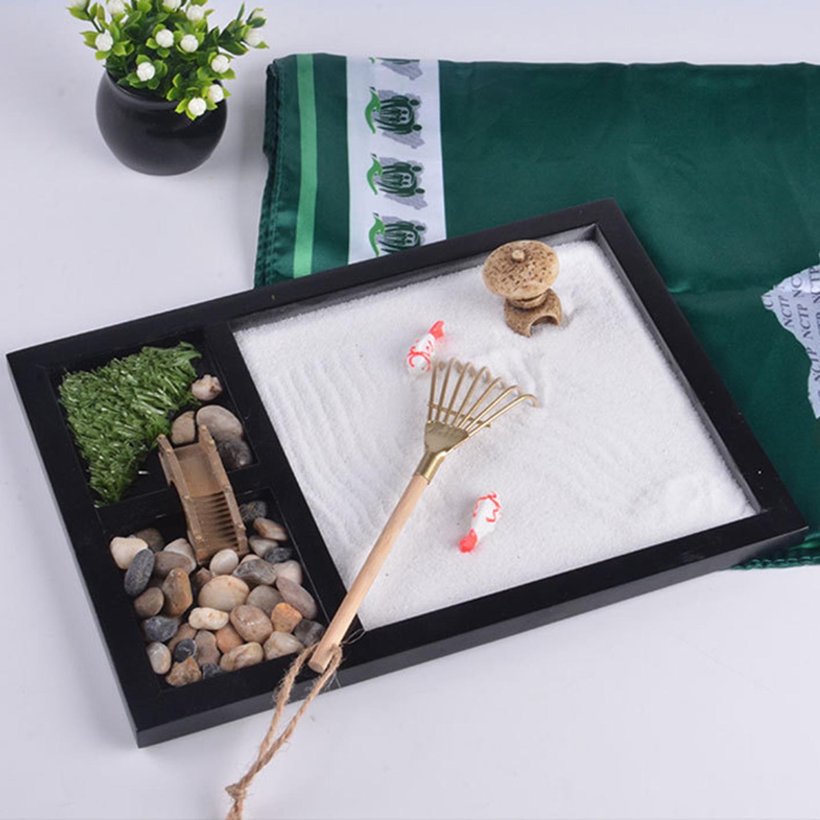 Japanese Zen Garden Kit for Desk Office Table Mini Zen Sand Garden Kit for Meditation