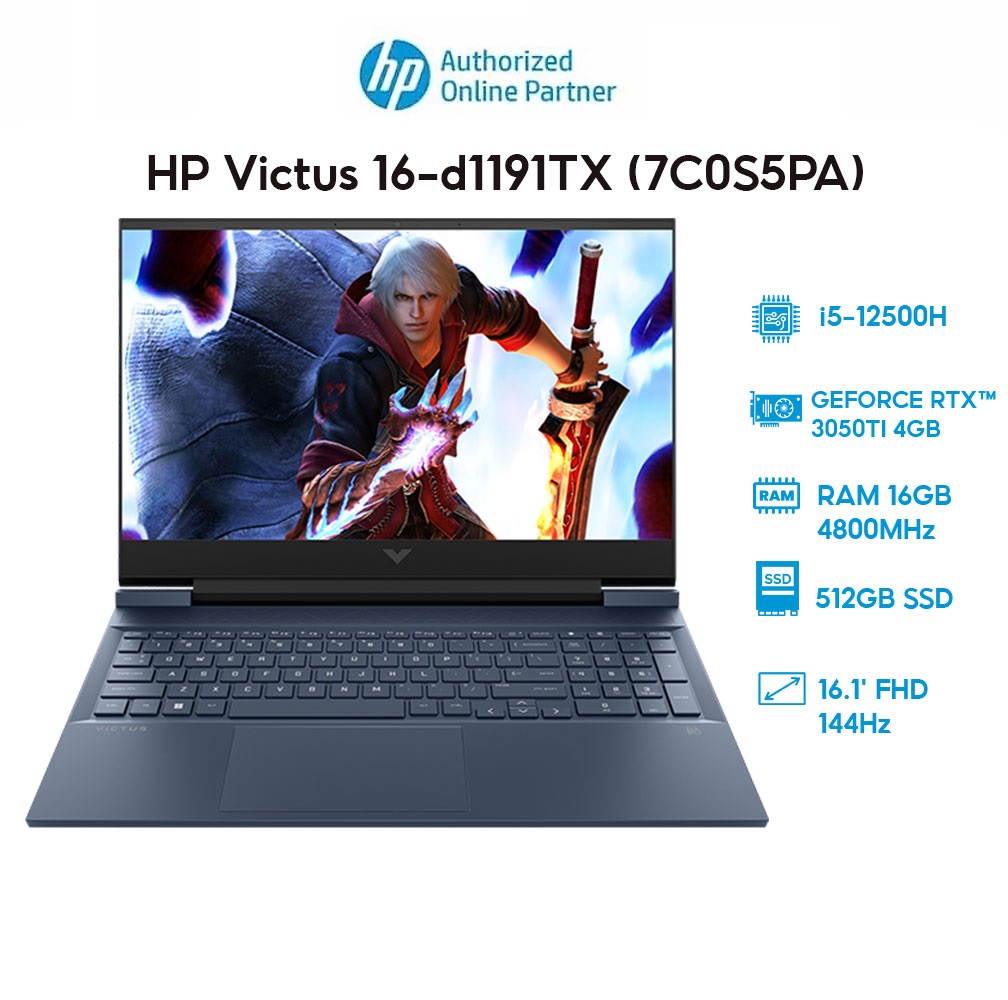 Laptop HP Victus 16-d1191TX 7C0S5PA (i5-12500H | 16GB | 512GB | GeForce RTX 3050Ti 4GB | 16.1' FHD 144Hz | Win 11) Hàng chính hãng