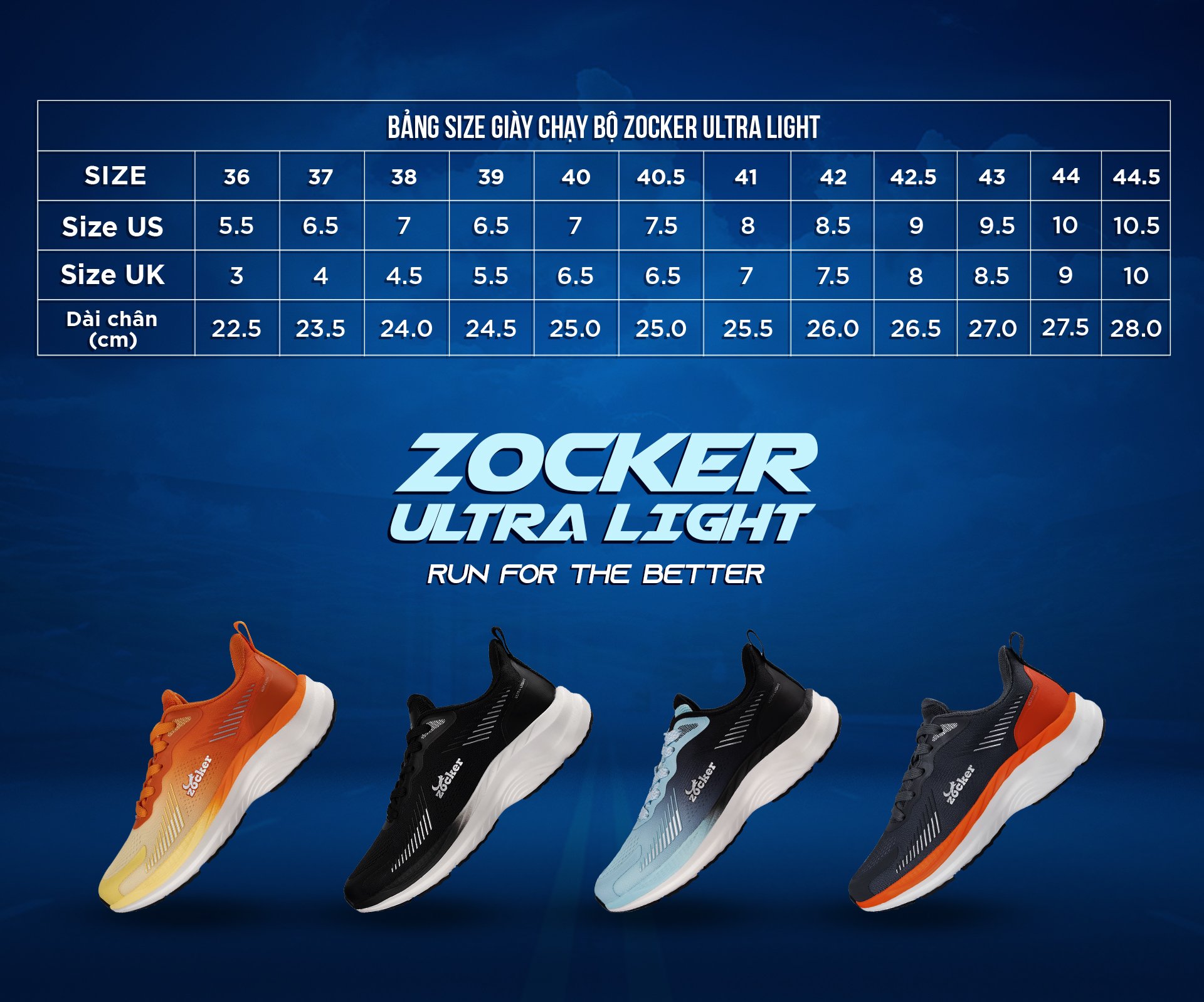 Giày chạy bộ Zocker ZCB ULTRA LIGHT Black, Siêu Nhẹ, Siêu Bền, Siêu Nảy, Tặng Kèm Tất Dệt Kim Cao Cấp
