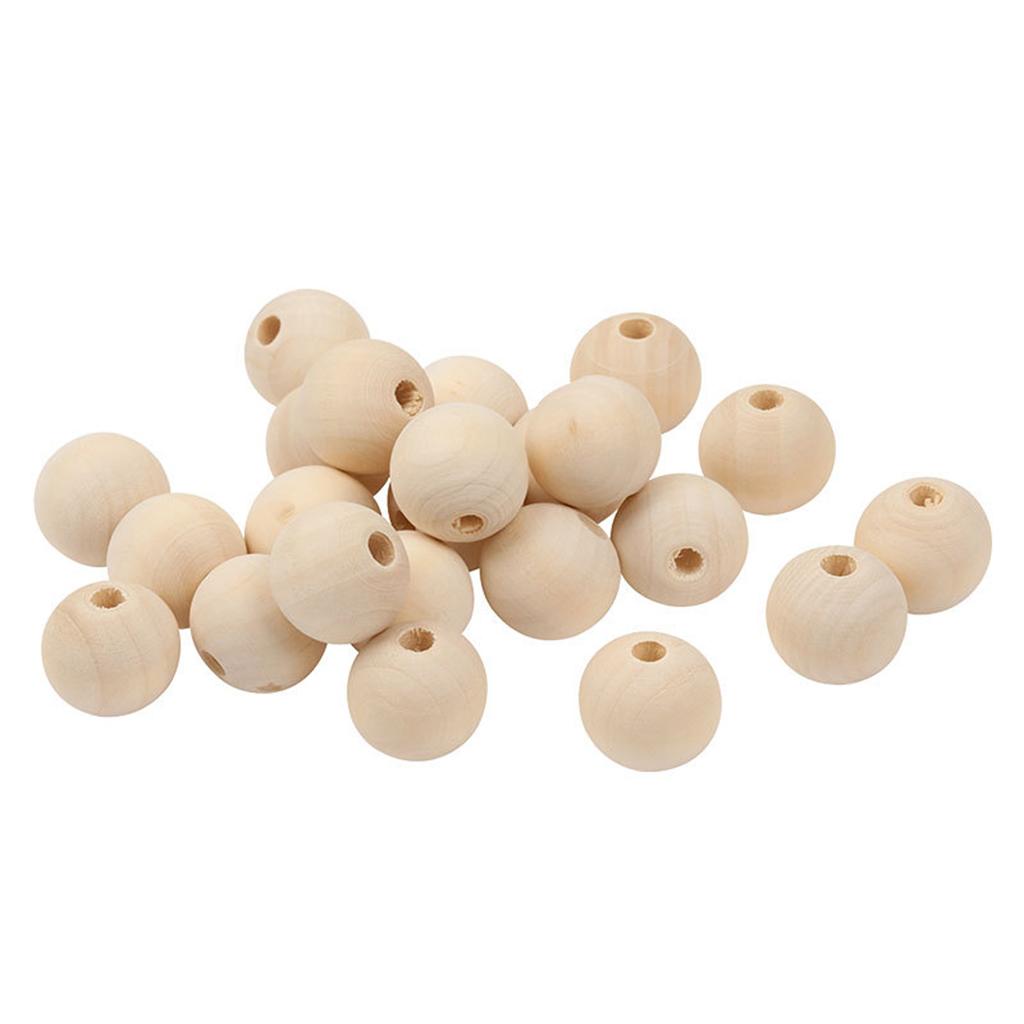 200pcs Round Wooden Beads Loose Spacer Unfinished Craft for DIY Jewelry Making