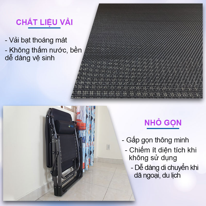 Ghế Xếp Thư Giãn NKT-139 - Vải Textilene Siêu Bền Siêu Chịu Lực - Khung Sắt Sơn Tĩnh Điện - Chính Hãng NIKITA