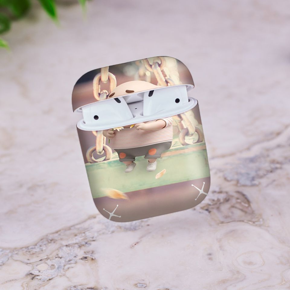 Miếng dán skin chống bẩn cho tai nghe AirPods in hình Heo con dễ thương - HEO2k19 - 100 (bản không dây 1 và 2)