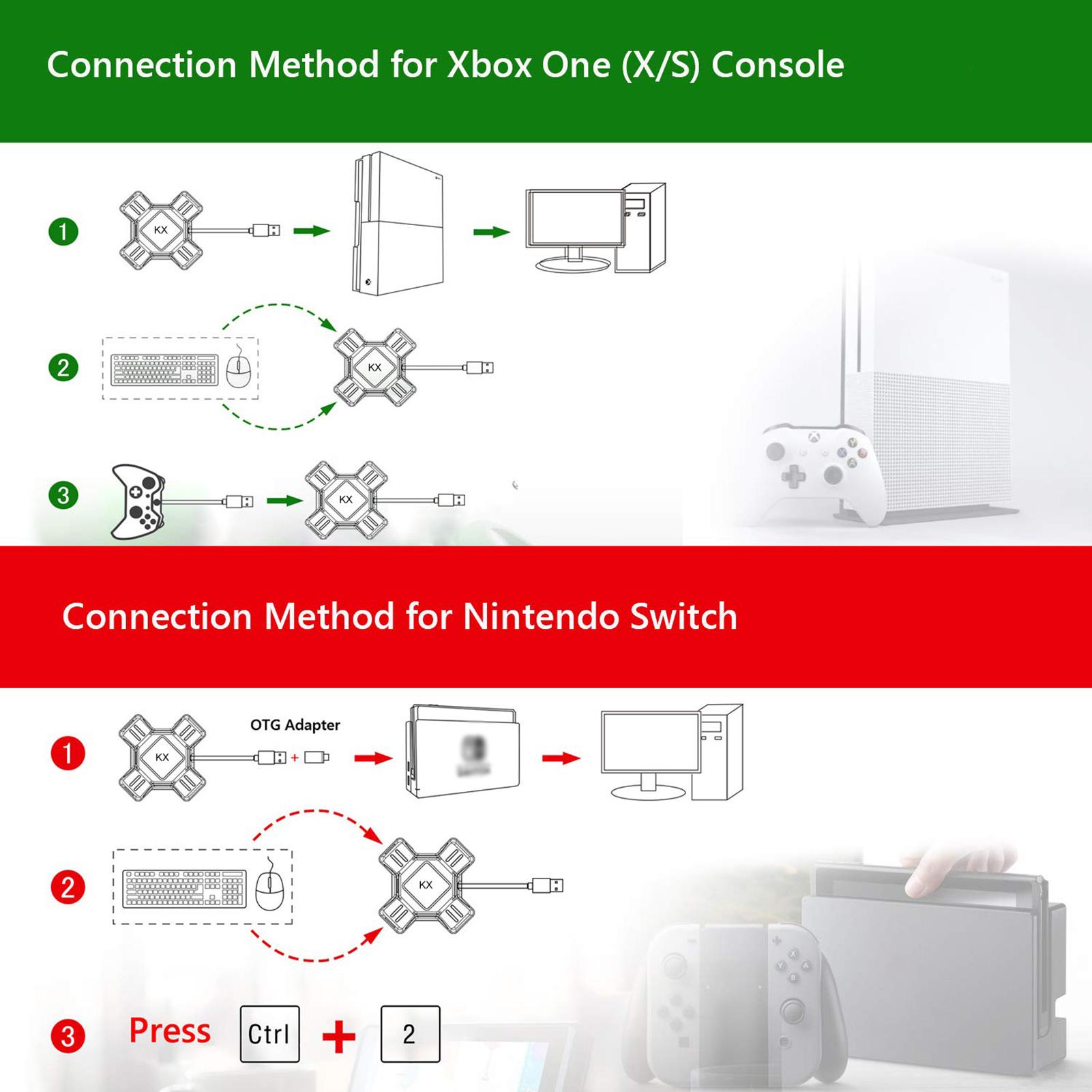 Bộ chuyển đổi chuột di động thay thế cho Switch / X-box / PS5 / P-S-4 / PS3 KX Gamepad