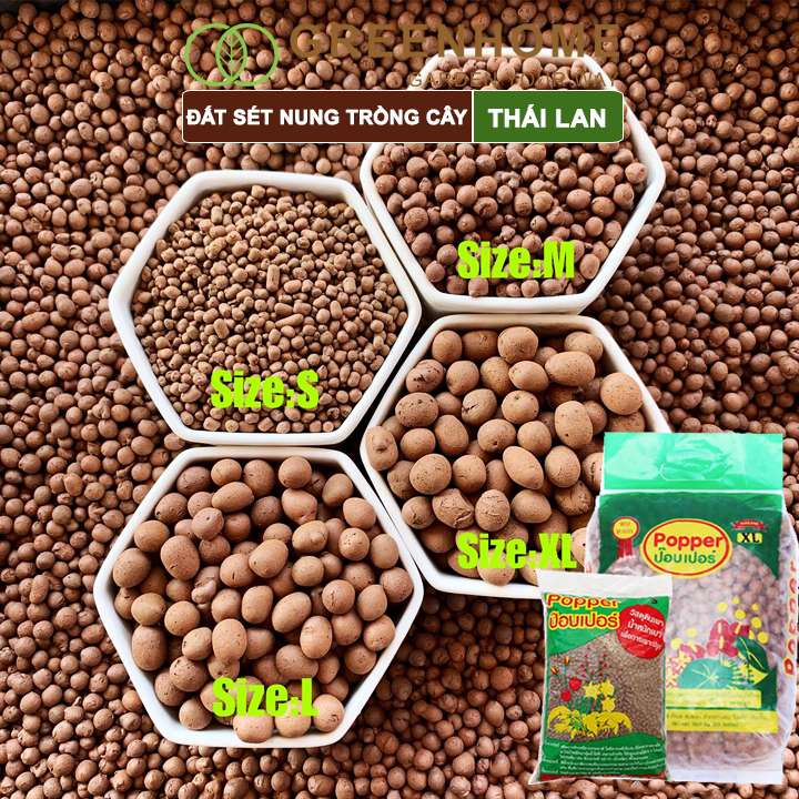 Đất sét nung trồng cây Thái Lan, vô trùng, sử dụng lâu dài, trồng sen đá, phong lan, sứ, thuỷ canh, nhiều size|Greenhome