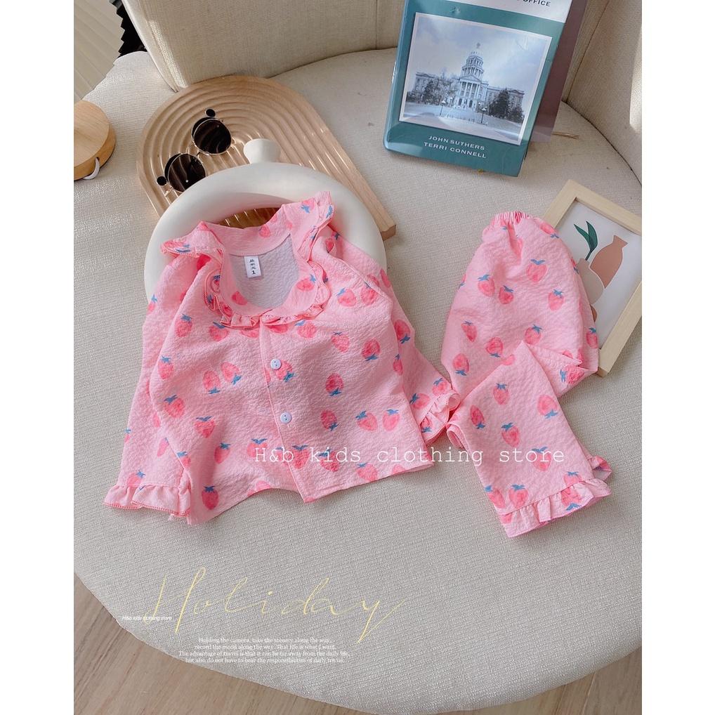 Đồ bộ bé gái, bộ ngủ dài tay pijama cho bé gái size 5-20kg chất đũi thái mềm mịn mát