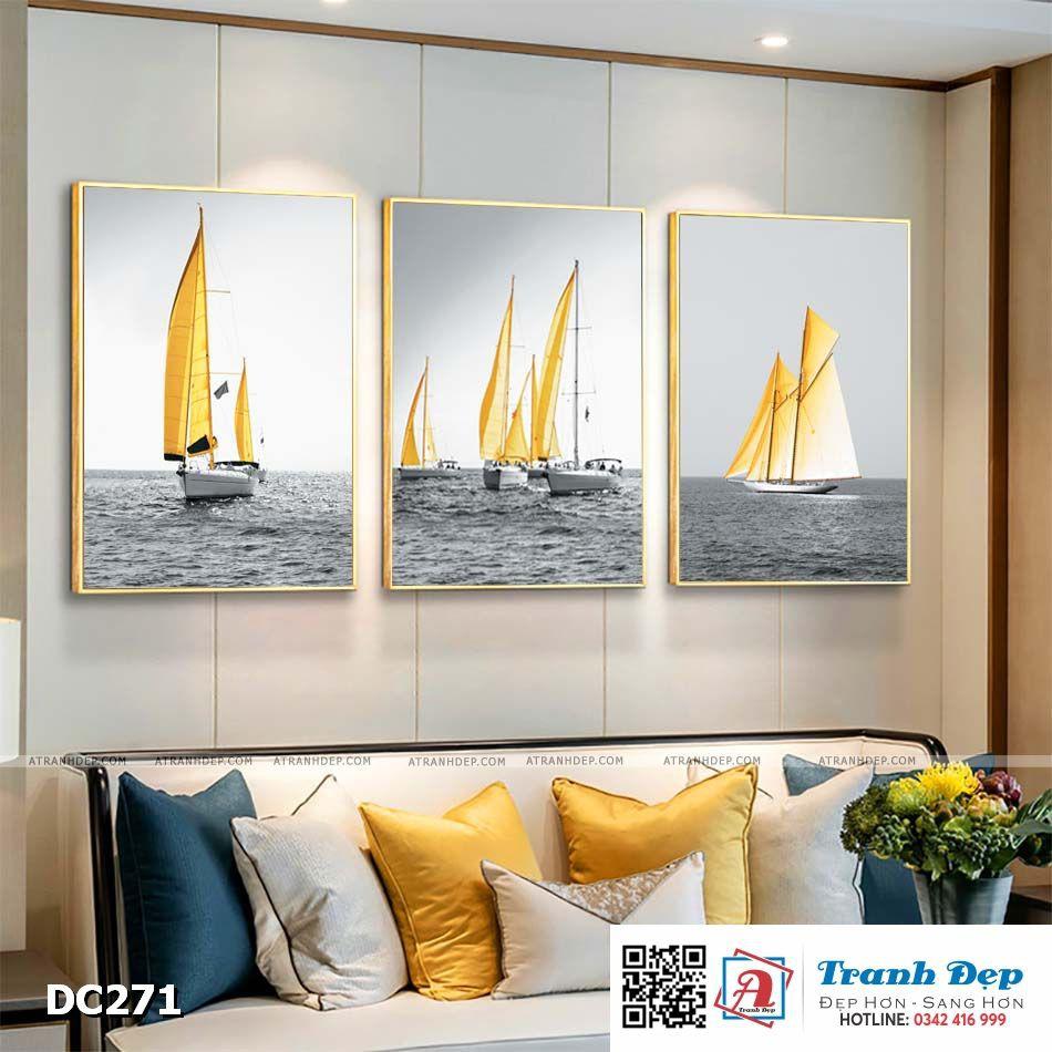 Bộ 3 tranh canvas treo tường Decor Thuyền buồm - DC271
