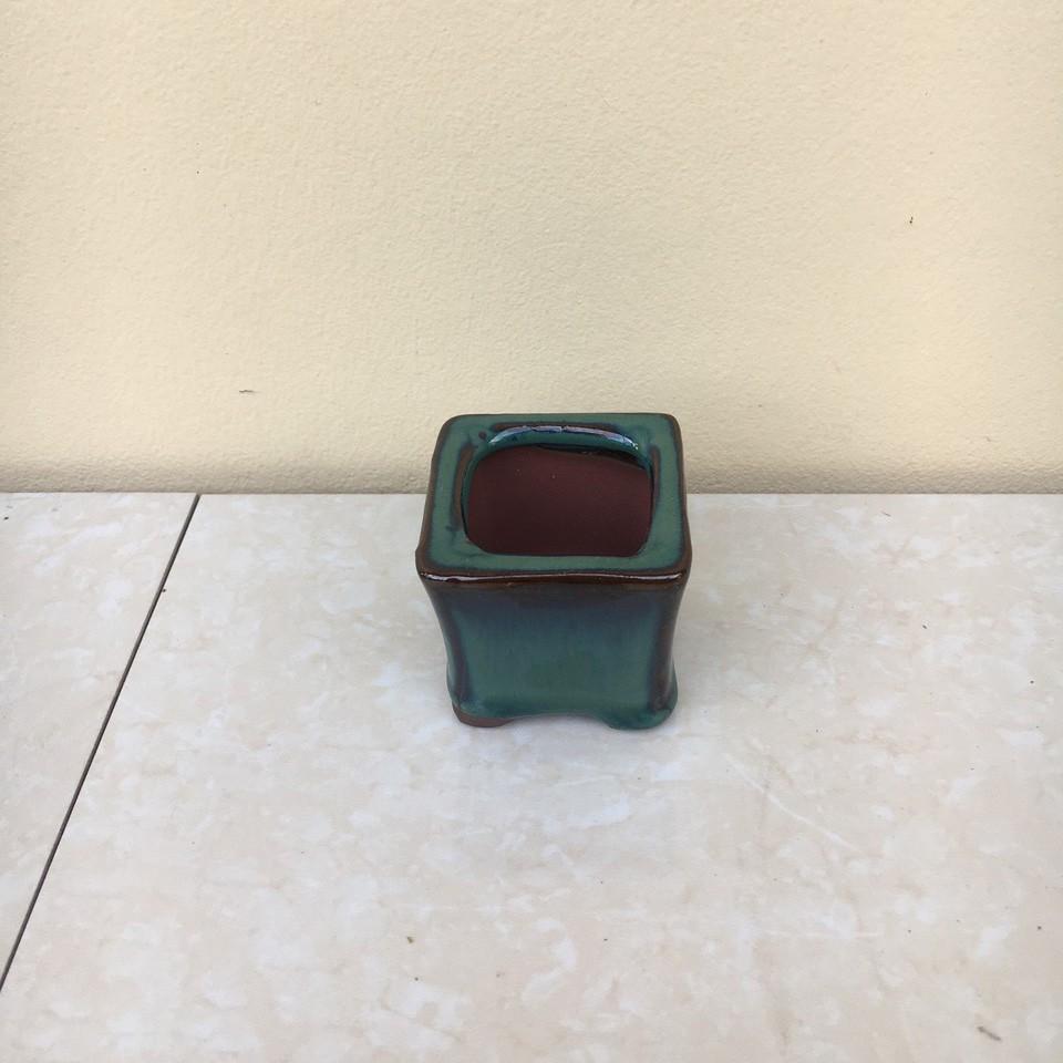 Chậu bonsai vuông mini men hỏa biến gốm Bát tràng 1 size BM-19