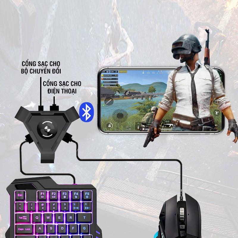 Combo bộ chuyển đổi BSP P5 và bàn phím K15, chuột X3 chơi game PUBG Mobile, Free Fire, ROS