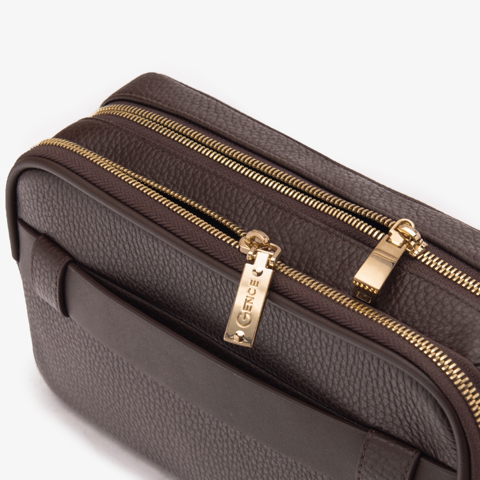 Clutch Cầm Tay Khóa Vân Tay Da Bò Mill RB09 Màu Nâu