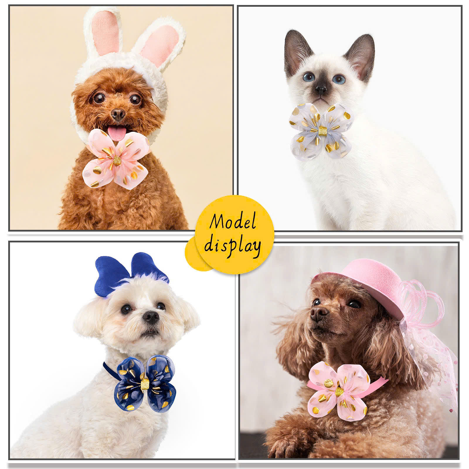 VÒNG CỔ THẮT NƠ DỄ THƯƠNG SANG TRỌNG NƠ REN ĐÍNH SEQUIN SIZE 22-40CM CHO THÚ CƯNG CHÓ MÈO