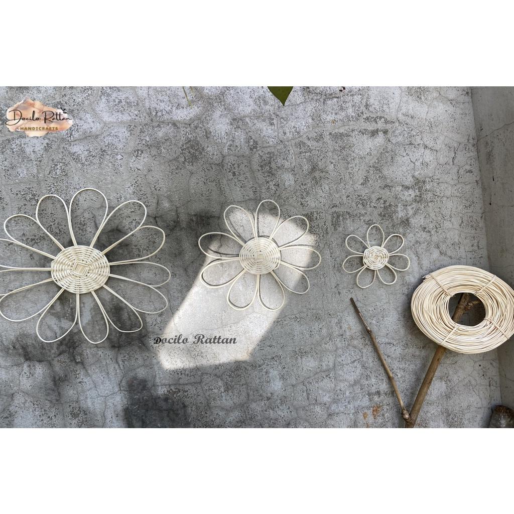 Set 3 bông hoa bằng mây trang trí- Đồ mây decor trang trí treo tường, trang trí nhà cửa, hoa trang trí tường quán cà phê