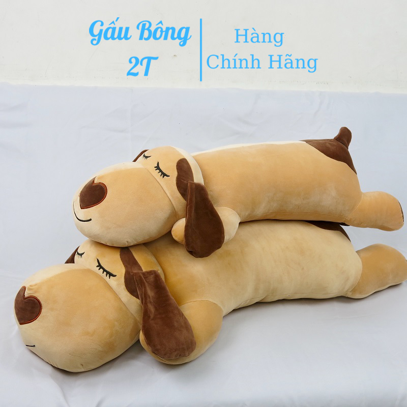 Gấu Bông Gối Ôm Chó Mũi Tim 2T Ngộ Nghĩnh Vải Nhung Cao Giãn 4 Chiều