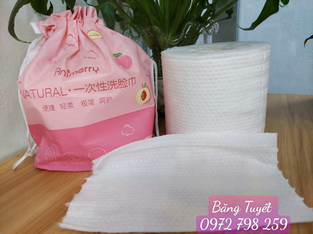 Khăn lau mặt khô cao cấp Animerry, khăn giâý lau da năng ,khăn tẩy trang từ Cotton