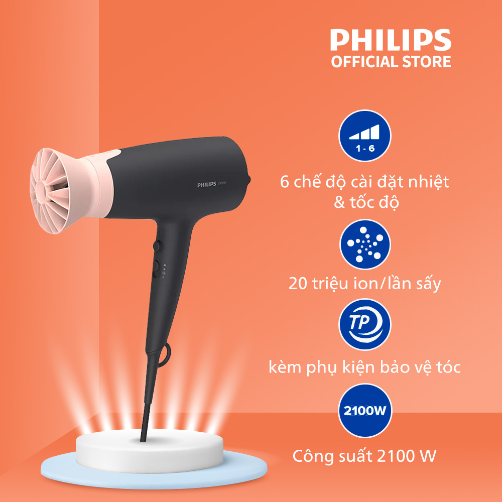 Máy sấy tóc Philips BHD350/10 - Sấy khô tóc mạnh mẽ