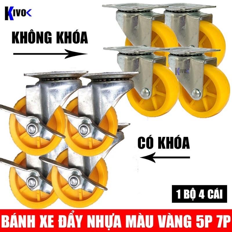 Bánh xe nhựa vàng 4 phân không khóa