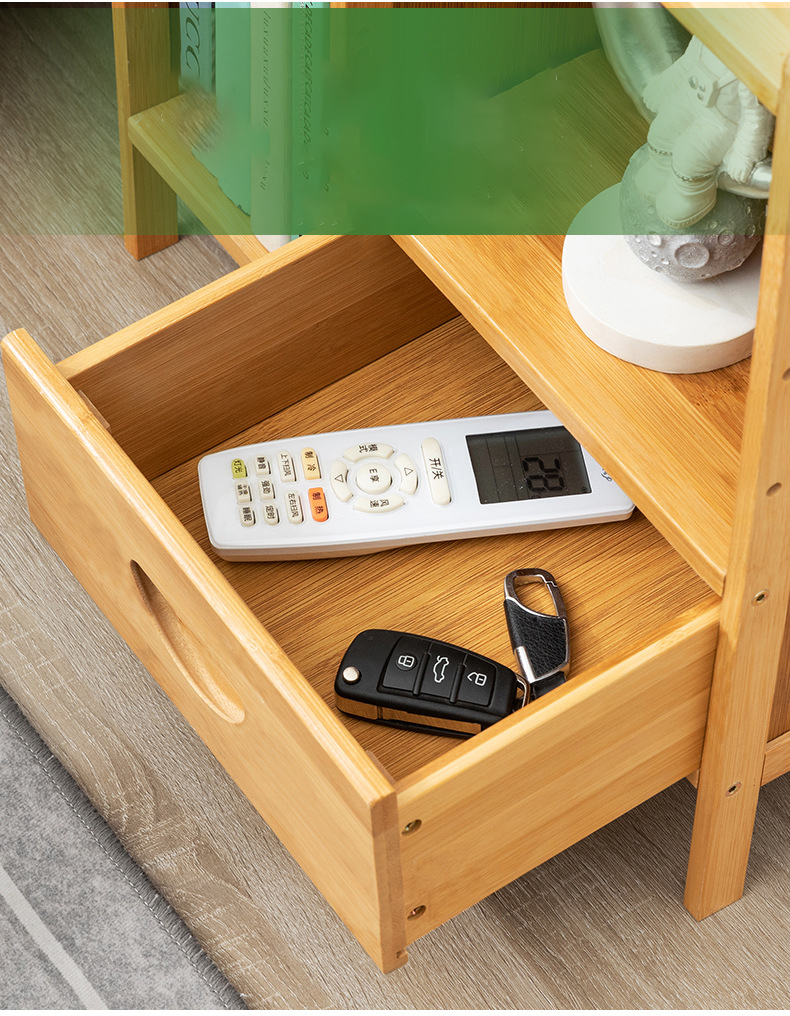 Kệ Tủ mini kê đầu giường làm bằng gỗ tre sang đẹp, để sách và các đồ vật nhỏ, Kích thước 42x31x45cm - Táp mini đầu giường
