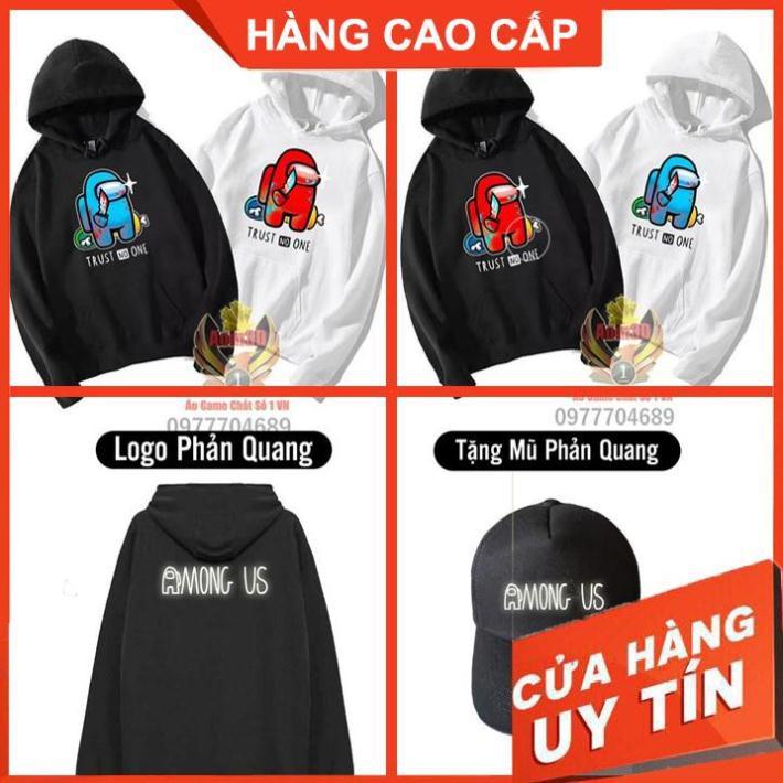 Áo Hoodie Among US TRUST NO ONE + Sau Lưng in PHẢN QUANG (SIÊU SALE)