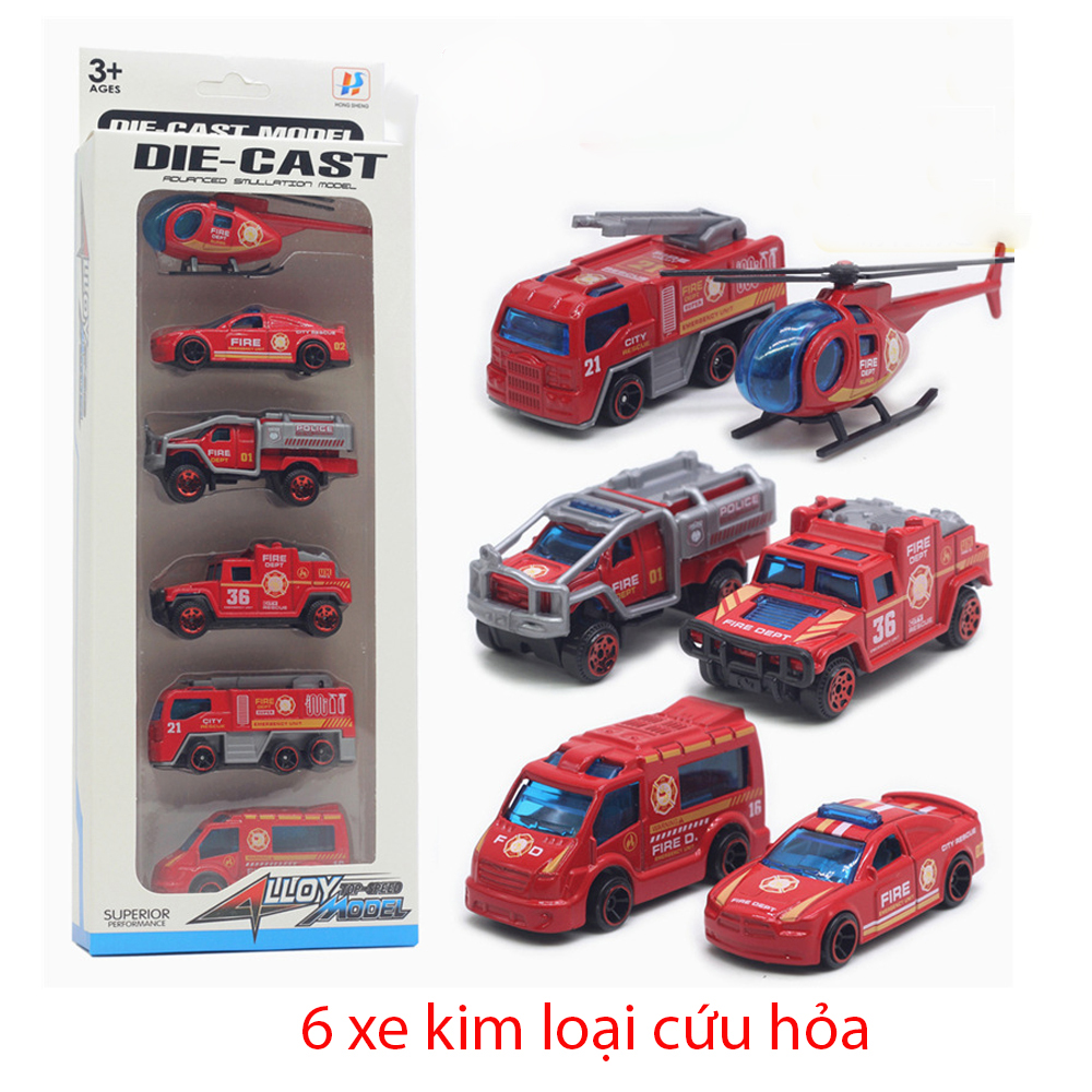 Đồ chơi mô hình 6 xe cảnh sát hình sự KAVY No.8807 nhiều màu sắc bằng kim loại