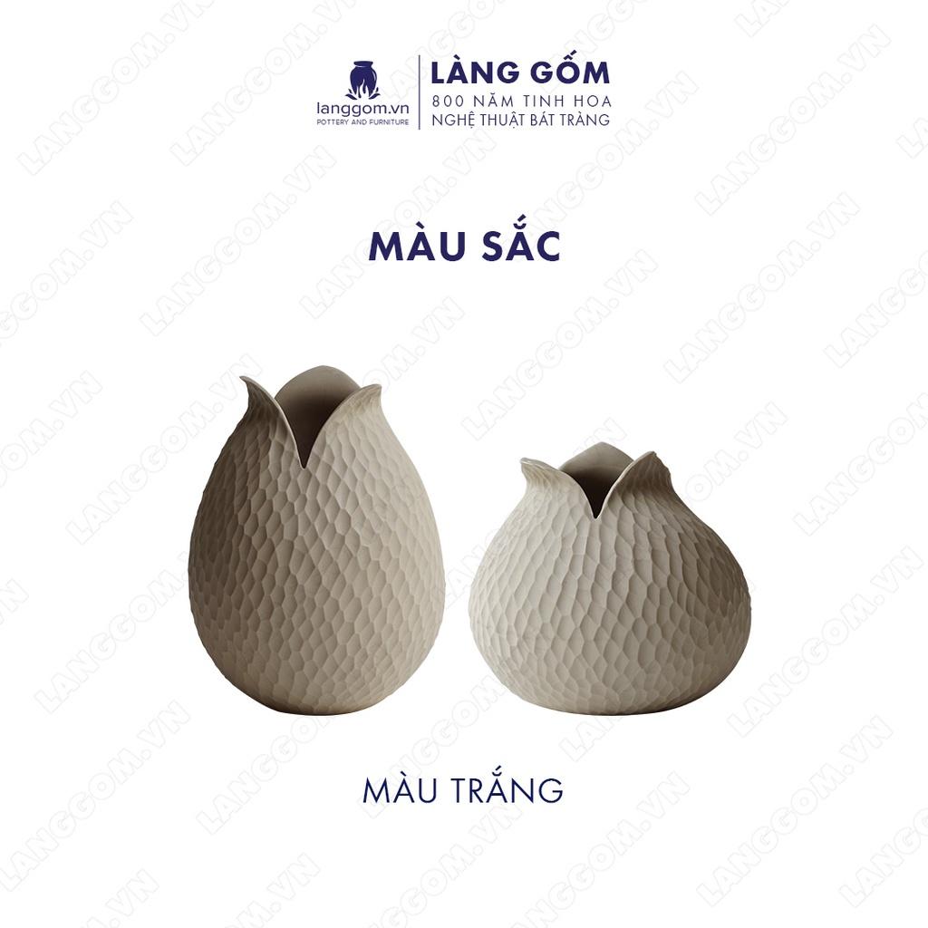 Đồ trang trí cao cấp Nụ hoa gẩy màu trắng gốm sứ Bát Tràng - Làng gốm Bát Tràng