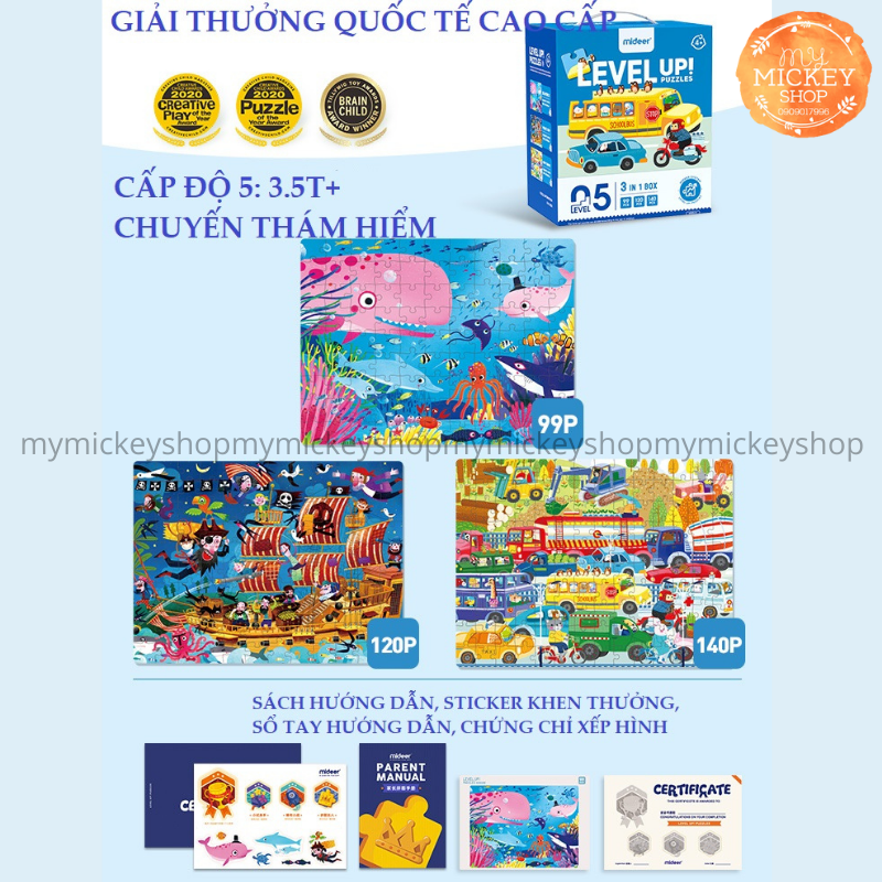 BỘ XẾP HÌNH 7 CẤP ĐỘ TỪ DỄ ĐẾN KHÓ THEO LỨA TUỔI - HÃNG MIDEER 7 ADVANCED LEVELS PUZZLE mẫu mới 2021