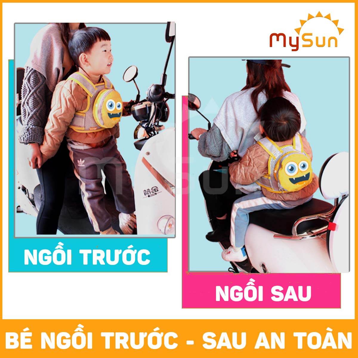 Đai ngồi đi xe máy cho bé 1 2 3 4 5 tuổi an toàn ngồi trước - sau MySun