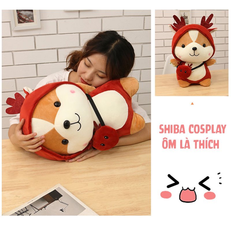 Gấu bông chó Shiba cosplay 25cm cao cấp - Đồ chơi thú nhồi bông chó Shiba cosplay bông gòn mềm mịn, bền đẹp, dễ sử dụng và an toàn cho trẻ nhỏ