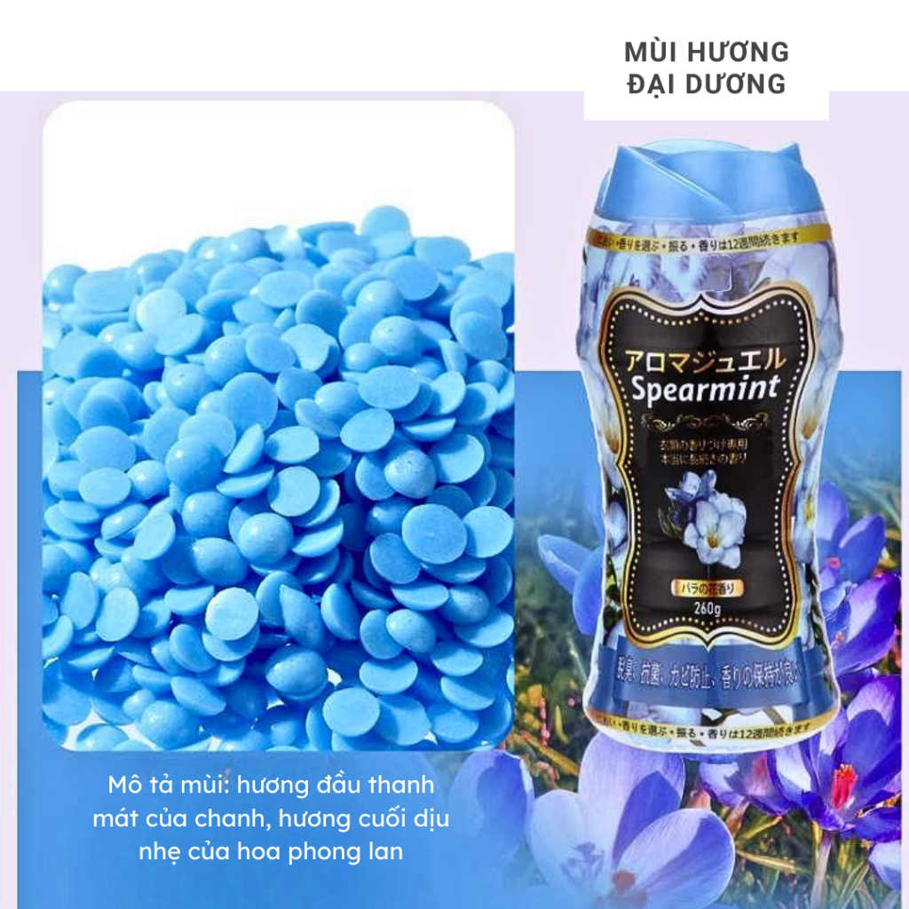 Hạt xả thơm làm mềm quần áo Spearmint Nhật Bản 260g lưu giữ hương thơm, làm mềm vải