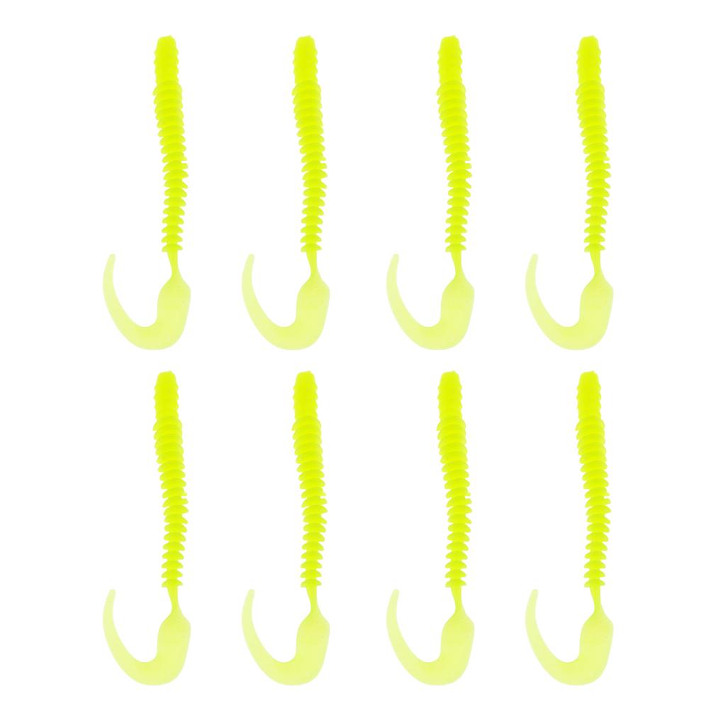 8pcs Soft Earthworm Worm Lures Fishing Baits Ribbed Body Lure