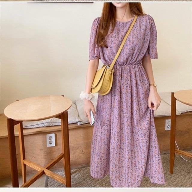 Váy hoa nhí vintage cổ tròn tay bồng dáng dài Ulzzang style VFF8927 Hàng Quảng Châu