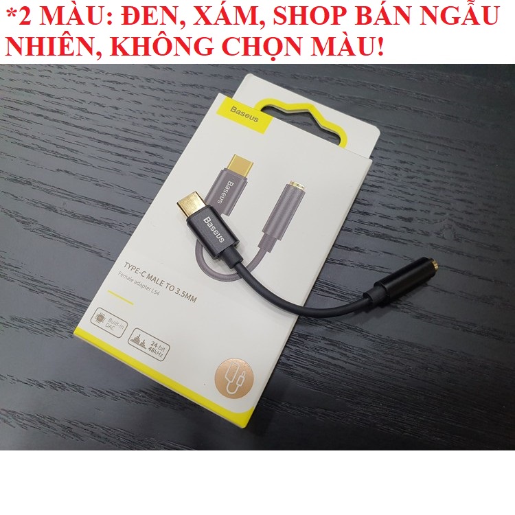 Đầu chuyển Type-C sang 3.5mm hỗ trợ Mic Baseus L54 MÀU NGẪU NHIÊN - Hàng chính hãng