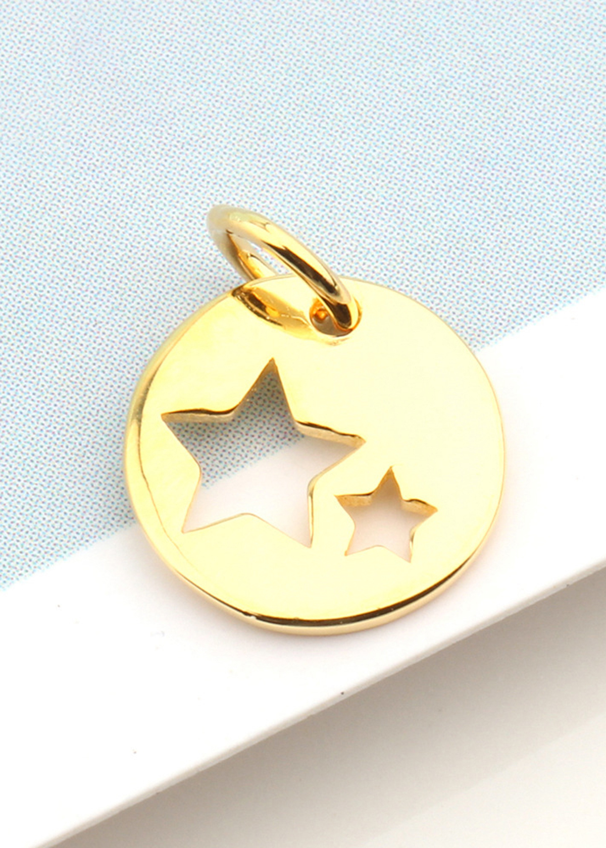 Combo 2 cái charm bạc tròn 2 ngôi sao treo - Ngọc Quý Gemstones