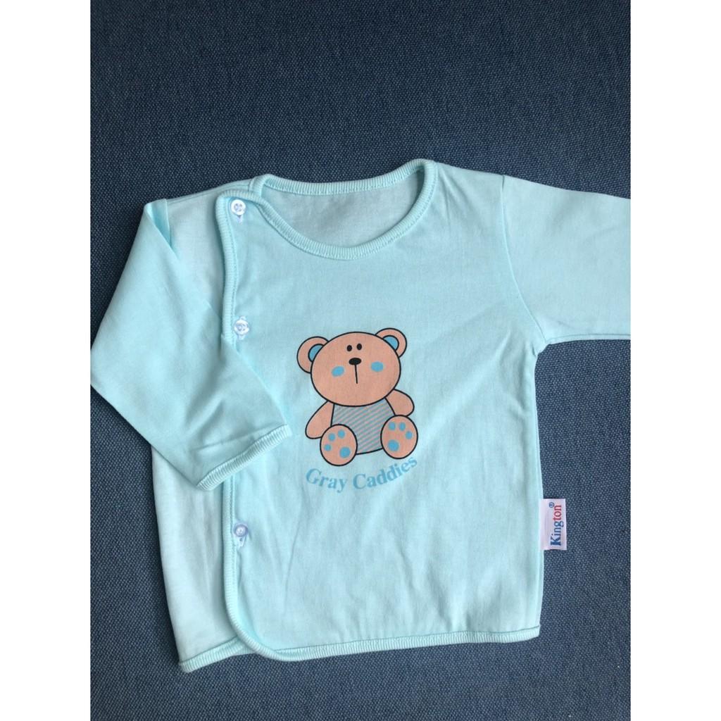 Áo sơ sinh cotton tay dài màu cài vai , quần áo trẻ em chất lượng